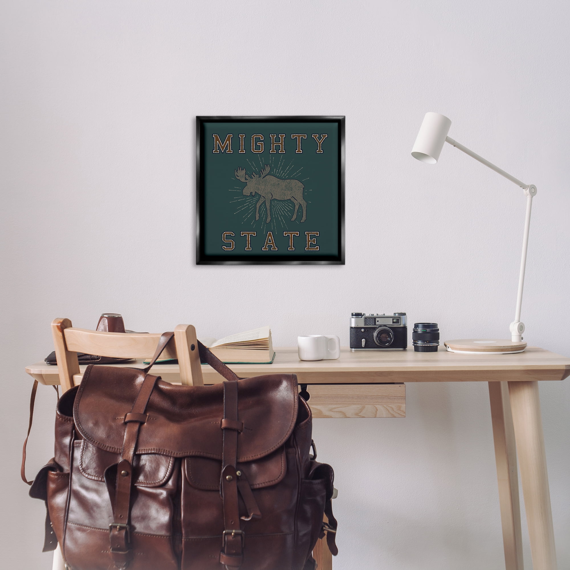 Stupell Industries Mighty Moose State Animals Painting Black Floater Framed Canvas Art Print Wall Art, 25 x 25