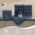 thumbnail image 3 of Jessy Home 12 Pack Navy Blue W Stripe Washcloths for Bathroom 13x13 Inch Ultra Soft Hand Face Towels, 3 of 7