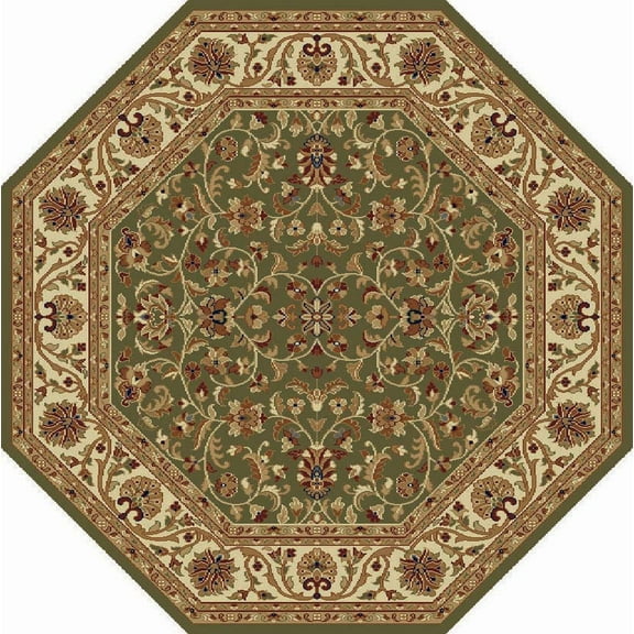 Tayse Sensation Area Rug 4815 GREEN Traditional Green Vines Leaves 5' 3" x 5' 3" Octagon