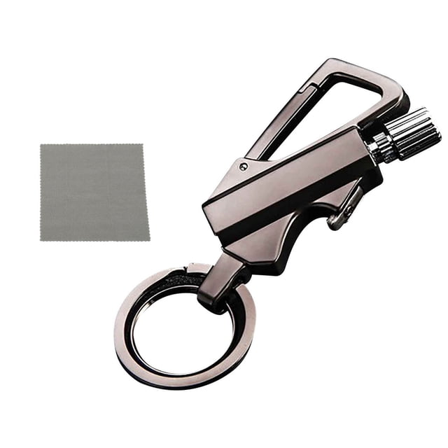 Leodye 1PCS Keychain Match Lighter Portable Reusable Multifunctional Design Butane Free Outdoor Camping Fire Starter -1.4in*3.5in