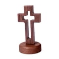 thumbnail image 3 of Siruishop Tabletop Wood Cross Standing Cross Christian Cross for Catholic Church Decor Round Base, 3 of 8