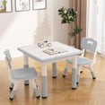 thumbnail image 3 of Luku Kids Table and 2 Chairs Set with Graffiti Desktop, Height Adjustable Toddler Table and Chairs Set for Reading, Drawing, Playing, Eating, 3 of 9