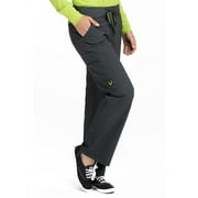 med couture scrub pants women, yoga cargo pocket scrub pant, x-small tall, pewter