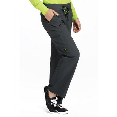 med couture scrub pants women, yoga cargo pocket scrub pant, x-small tall, pewter