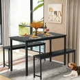 thumbnail image 2 of 3 Piece Kitchen Table Set, Modern Dining Set with 2 Benches, Home Dining Table Set for 4, Breakfast Table and Chairs Set, for Small Space, Kitchen, Dining Room, Restaurant, Black, D8397, 2 of 10
