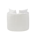 thumbnail image 2 of Swivel Barrel Chair, Round Chair with 2 Pillows, Velvet Cushion, Metal Rotating Base, Wood Frame, Modern 360 Degree Rotating Chair, 2 of 6