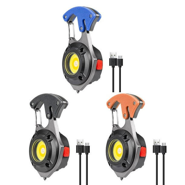 Lámpara Linterna LED COB multifunción Camping destornillador llavero lámpara (negro)