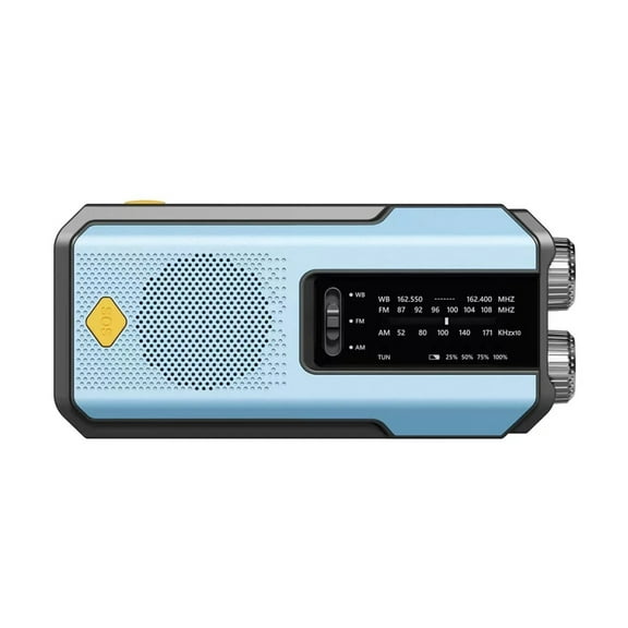 2000mAh Multifunctional Hand Crank Radio Type-C Rechargeable Weather Radio Power Bank Phone Charger Solar Disaster Prevention ,Portable