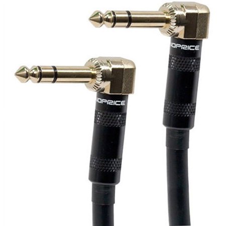 UPC: 0844660094425 | Monoprice Pro Audio Cable – 10 Feet – Black | 1/4 Inch (TRS) Right Angle Male to Right Angle Male 16AWG Cable Cord (Gold Plated) – Premier Series