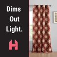 thumbnail image 3 of THD Lonny Ogee Ikatt Damask Patterned Window Grommet Curtains Bedroom - Light Blocking Darkening Window Panels, Set of 2 (Spice Red, 52 W x 84 L), 3 of 8