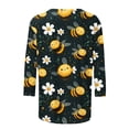 thumbnail image 5 of CYMMPU 3/4 Sleeve Blouses for Women Dressy Casual Loose Fit Tunic Tops Round Neck Fall Fashion Shirts Bee Graphic Spring Tops Lightweight Basic T-Shirts Multicolor M, 5 of 5