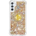 thumbnail image 2 of Glitter Clear Sparkly Bling Case for Samsung Galaxy A34 5G for Women Girls, Flowing Liquid Quicksand Cover with Diamond Ring Holder Case for Samsung Galaxy A34 5G  Gold, 2 of 7