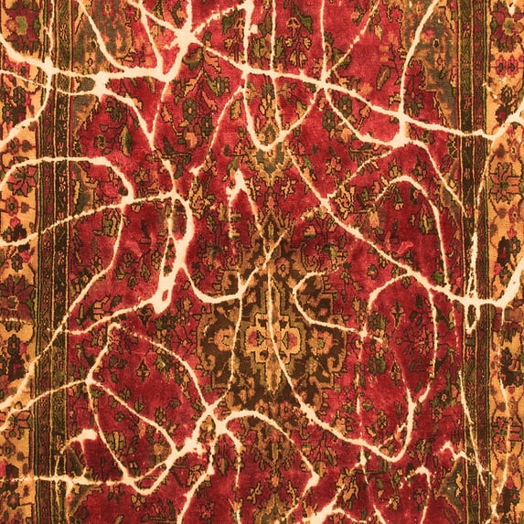 Ahgly Company Indoor Square Abstract Orange Modern Area Rugs, 4' Square