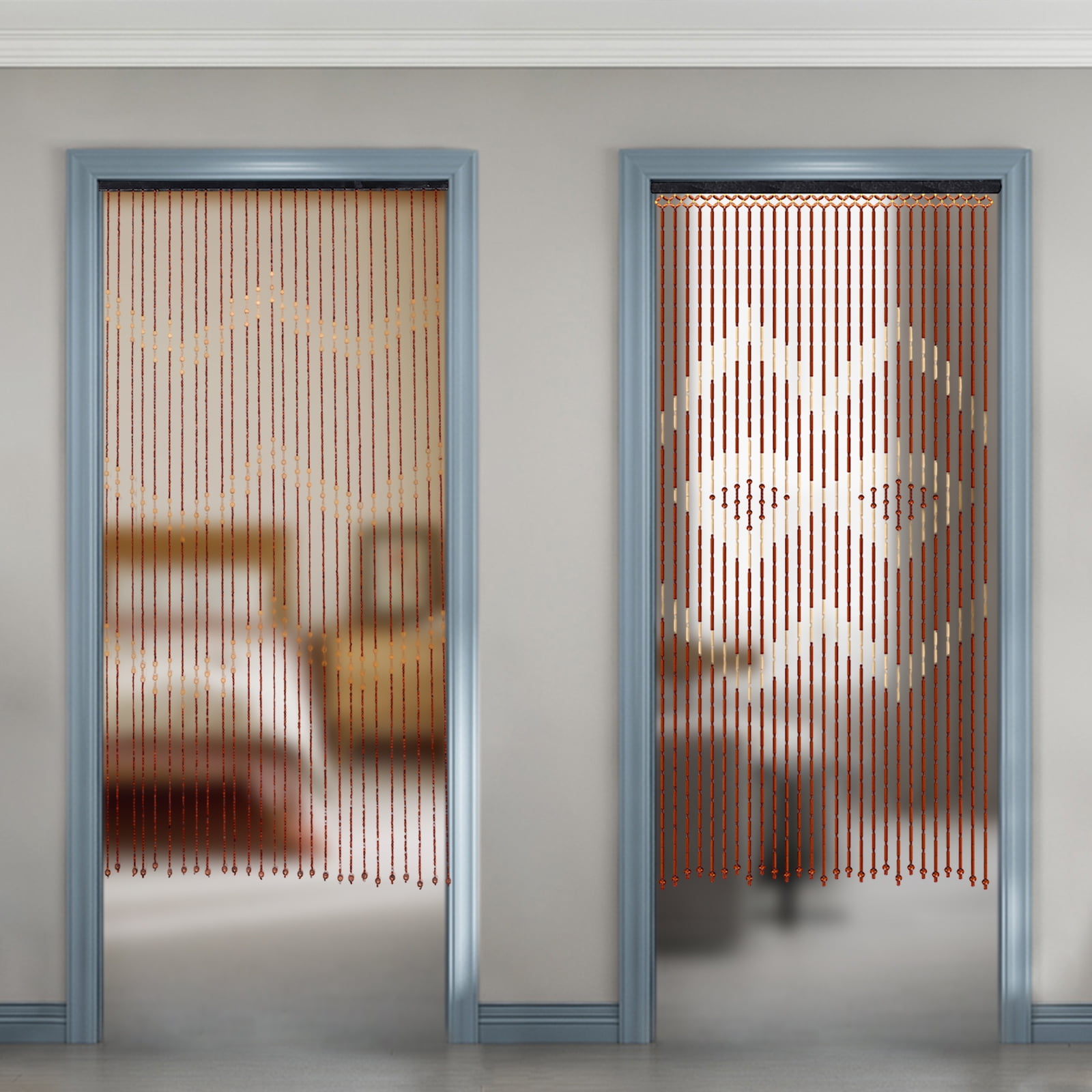 Peakora Retro Style Wooden Bead Curtain 3*5.74ft Bamboo and Wooden Doorway Beads 27 Lines Room Blind Screen for Porch Bedroom Living Room Bathroom