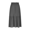 thumbnail image 6 of Summer Womens Long Skirts Plus SizeHigh Waisted Solid Color Pleated Ruffle Midi Skirts Casual Daily Flowy Dresses for Women Dark Gray S, 6 of 9