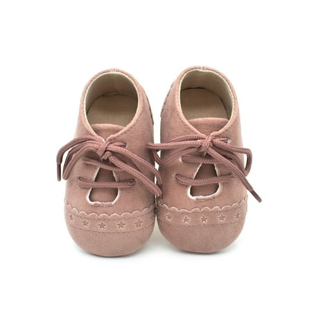 

Daeful Baby Girls Boys Flats First Walkers Crib Shoes Lace Up Moccasin Shoe Non-Slip Comfort Prewalker Newborn Soft Sole Light Purple 6-12 months