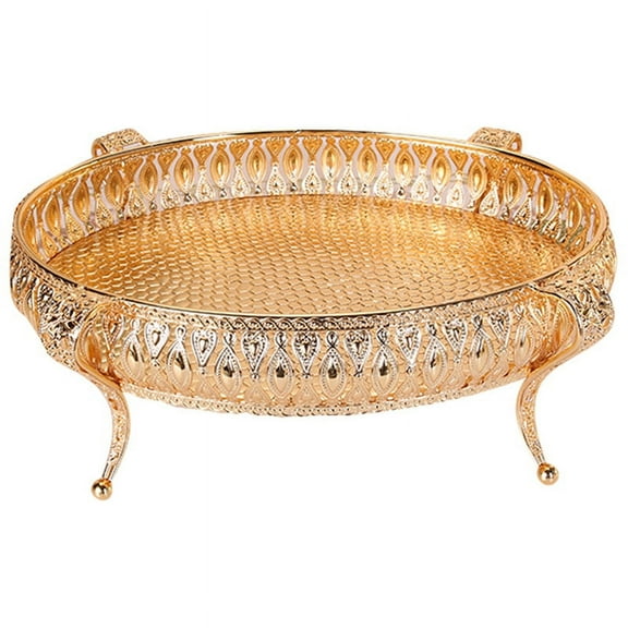 Home Food Tray Vintage Fruit Plate Table Snack Iron Storage Box Oval Tray Gold Fruit Basket Desk Decor