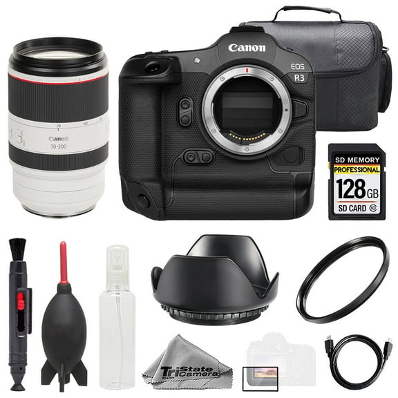 Canon EOS R3 Camera   RF 70-200mm f/2.8 L IS USM Lens  128GB  Bag  UV Filter- Basic Kit (International Version)