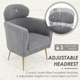 thumbnail image 5 of Summit Living Sherpa Accent Chair with Adjustable Headrest, Teddy Barrel Sofa for Living Room Bedroom Office, Gray, 5 of 10