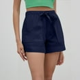thumbnail image 4 of Womens Drawstring Shorts Summer Elastic Waist Casual Lightweight with Pockets Blue XL, 4 of 6