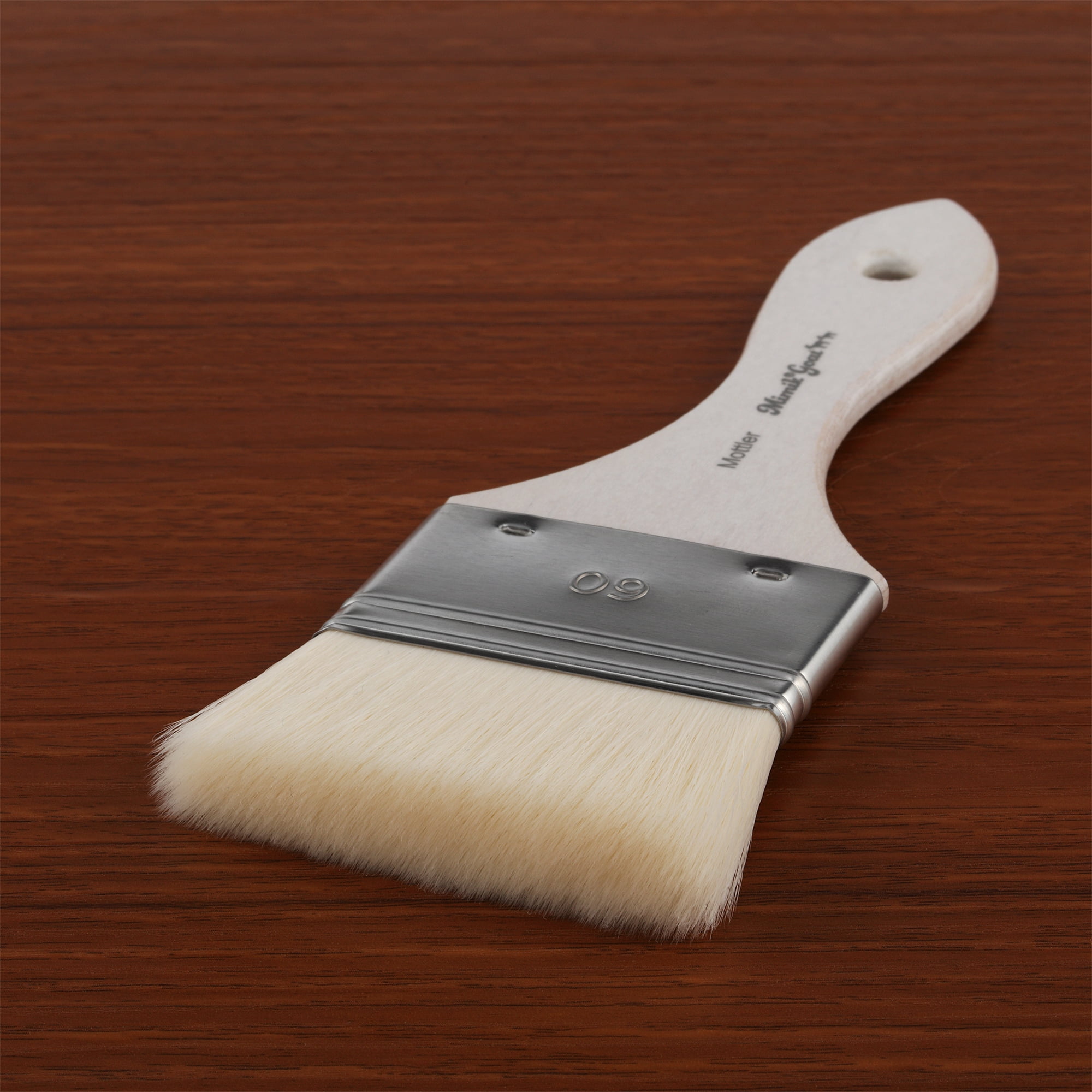 Mimik Synthetic Goat Hair Mottler Paint Brush 2.5" - Short Handle Flat Watercolor Brush- Soft, Absorbent, Synthetic Paint Brush for Watercolor, Oil & Acrylic- Rust-Proof Ferrule- Handmade in Germany