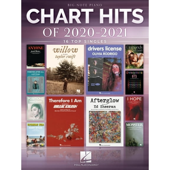 Chart Hits of 2020-2021: 16 Top Singles Arranged for Big-Note Piano with Lyrics, (Paperback)