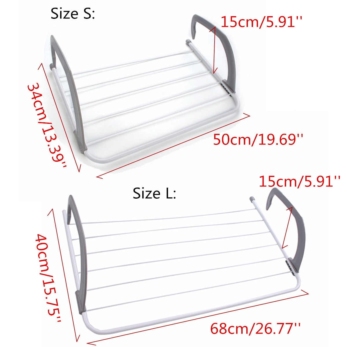 Youyijia 2 X Radiator Airer Clothes Rack 50cm Adjustable Washing Laundry Dryer Balcony Airer 
