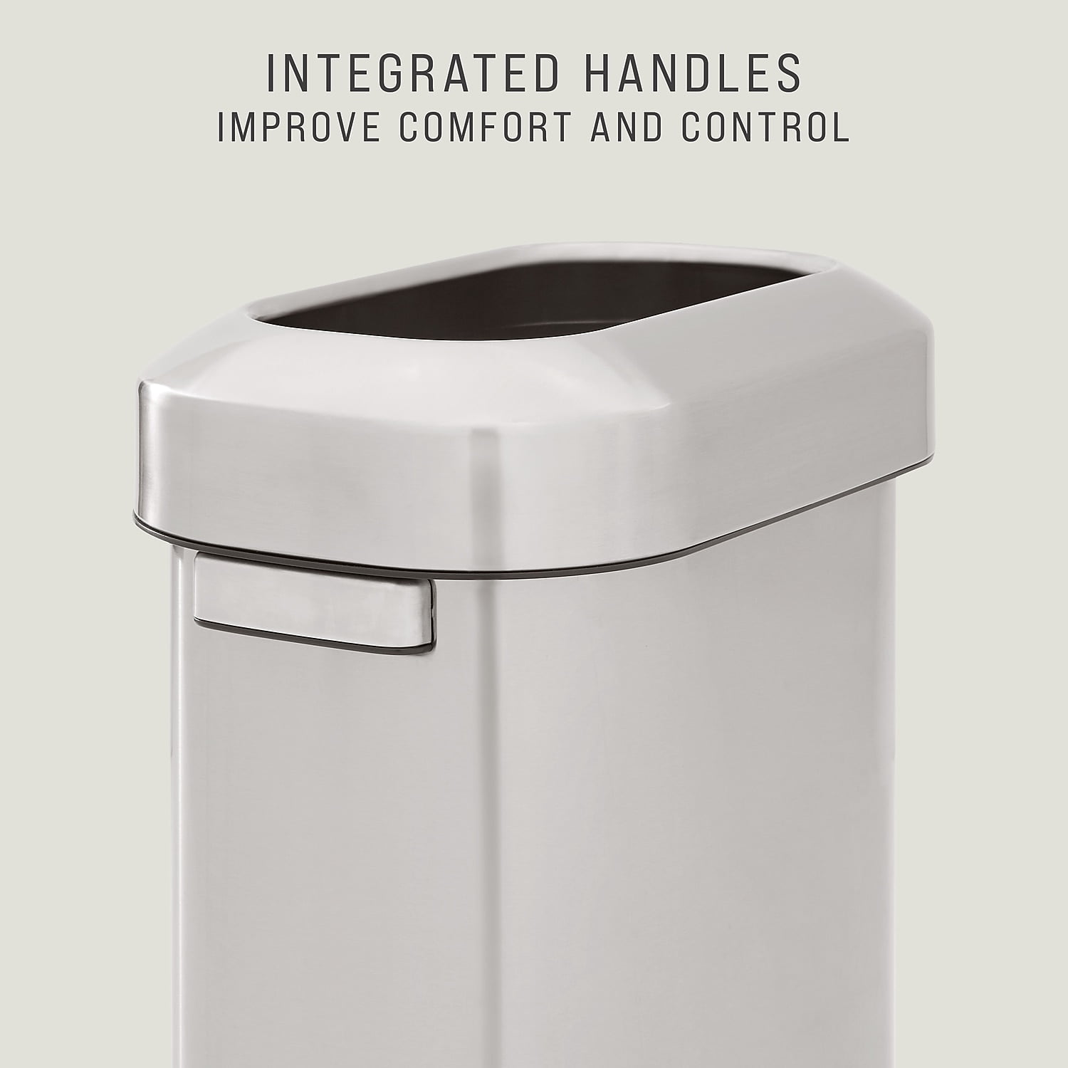 Rubbermaid Refine Stainless Steel Indoor Trash Can with Open Lid 15 Gallon Silver (2147581)