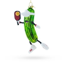 Pickle-Themed Pickleball Glass Christmas Ornament