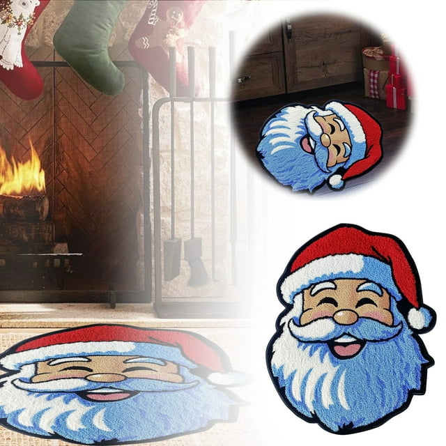 Bonita alfombra de Papá Noel Alfombra de baño de moda y navideña Alfombra antideslizante Alfombra de bienvenida Alfombra de Navidad para interior y exterior Decoración de baño