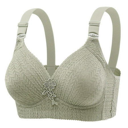 Bras for Women Plus Size Embroidery Steel Hoop Push Up Full Coverage Breathable Yoga Workout Everyday Bra Green 2 36 C