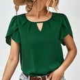 thumbnail image 6 of up to 60% off Gifts Usmixi Shirts for Women Fashion Petal Sleeve Pleated Lightweight Keyhole Tunic Tee Tops Summer Trendy Solid Short Sleeve Round Neck Ladies Blouses Green m, 6 of 7
