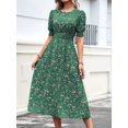 thumbnail image 6 of Gdvsclr Women'S Chiffon Floral Dresses Casual Summer Boho Flutter Sleeve Flowy Western Dress Green XXL, 6 of 8