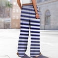 thumbnail image 3 of cocolona Womens Summer Casual Printed Wide Leg Pants Split Leg Elastic Waist Drawstring Travel Lounge Trousers, 3 of 5