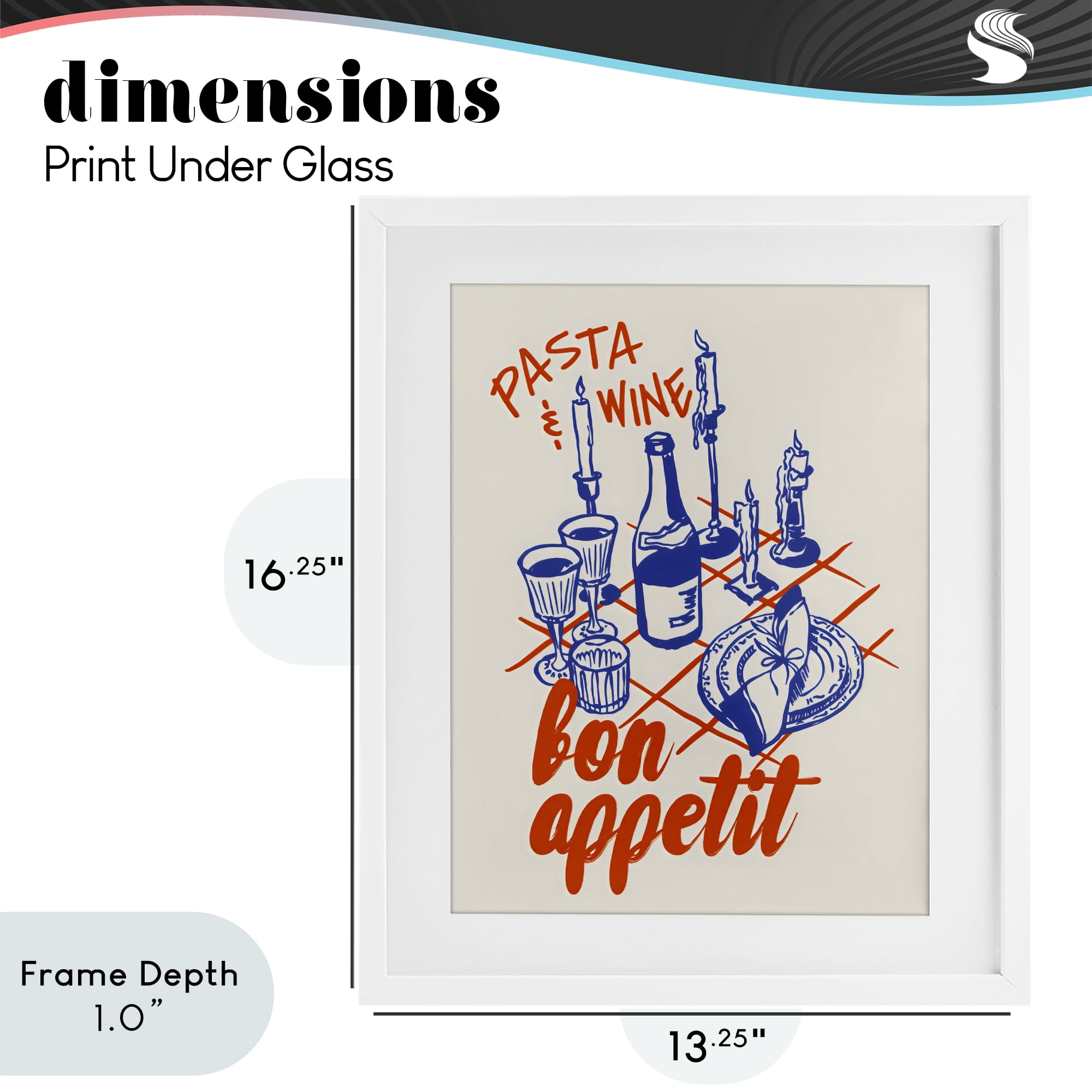 Stupell Industries Pasta & Wine Bon Appetit White Framed Print Under Glass, design by The Prints Vibe