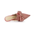 thumbnail image 4 of BLISSFUL STEP Women's Stiletto Heel Mules Pointed Toe Stripe Bow Slip-On Dress Shoes Red 8, 4 of 7