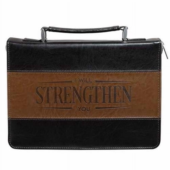 Christian Art Gifts  Bible Cover-Classic & Strength, Large - Black & Brown