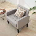 thumbnail image 4 of LAZZO Mid-Century Modern Accent Chair, Upholstered Armchair for Living Room Bedroom Office, Light Gray, 4 of 9