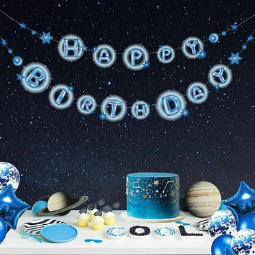 Cheerland Galaxy Happy Birthday Banner, Blue, 2 pcs, 11.8 Ft