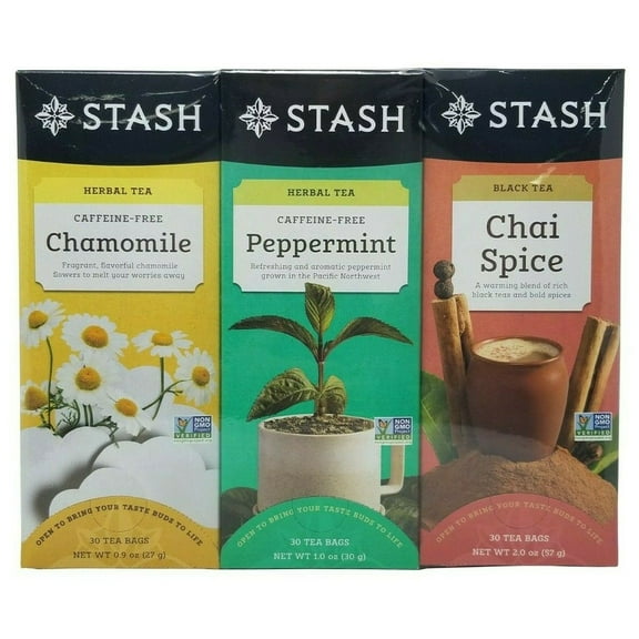 Stash Tea Company Tea Bags - Herbal, Green & Black 6 Packs