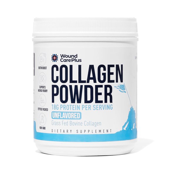 Wound CarePlus Collagen Peptides Powder for Wound Healing Support & Post-Surgery Recovery, Unflavored - 28 Servings