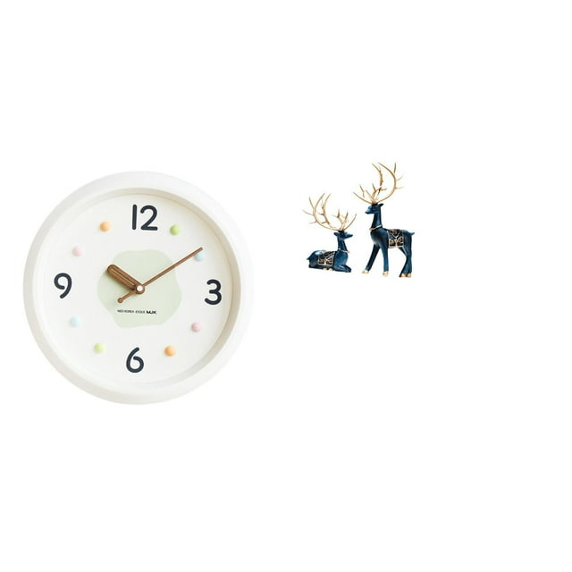Reloj De Pared Decorativo Contemporáneo Con Números Grandes Y Adornos De Figuras De Reno Para La Decoración Del Hogar, La Oficina, La Sala De Estar Y El Estudio.