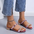 thumbnail image 6 of Avtoify Summer Middle Heels Shoes Women Fashionable Casual Outerwear Versatile Plus Size Solid Color Rhinestones Round Toe Open Toe Low Heels, 6 of 9
