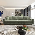 thumbnail image 2 of 102.4" Sectional Couch Modular Cloud Sofa Plush Corduroy Convertible Lounge Couches Oversized 4 Seat Comfy Sofa Deep Seat with 6 Pillows Solid Wood Frame for Living Room Reception Room Office, Green, 2 of 11