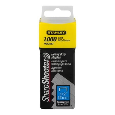 Heavy Duty Wide Crown Staples - STANLEY TRA708T 1/2-Inch SharpShooter Heavy Duty Staples, 1000 Ct