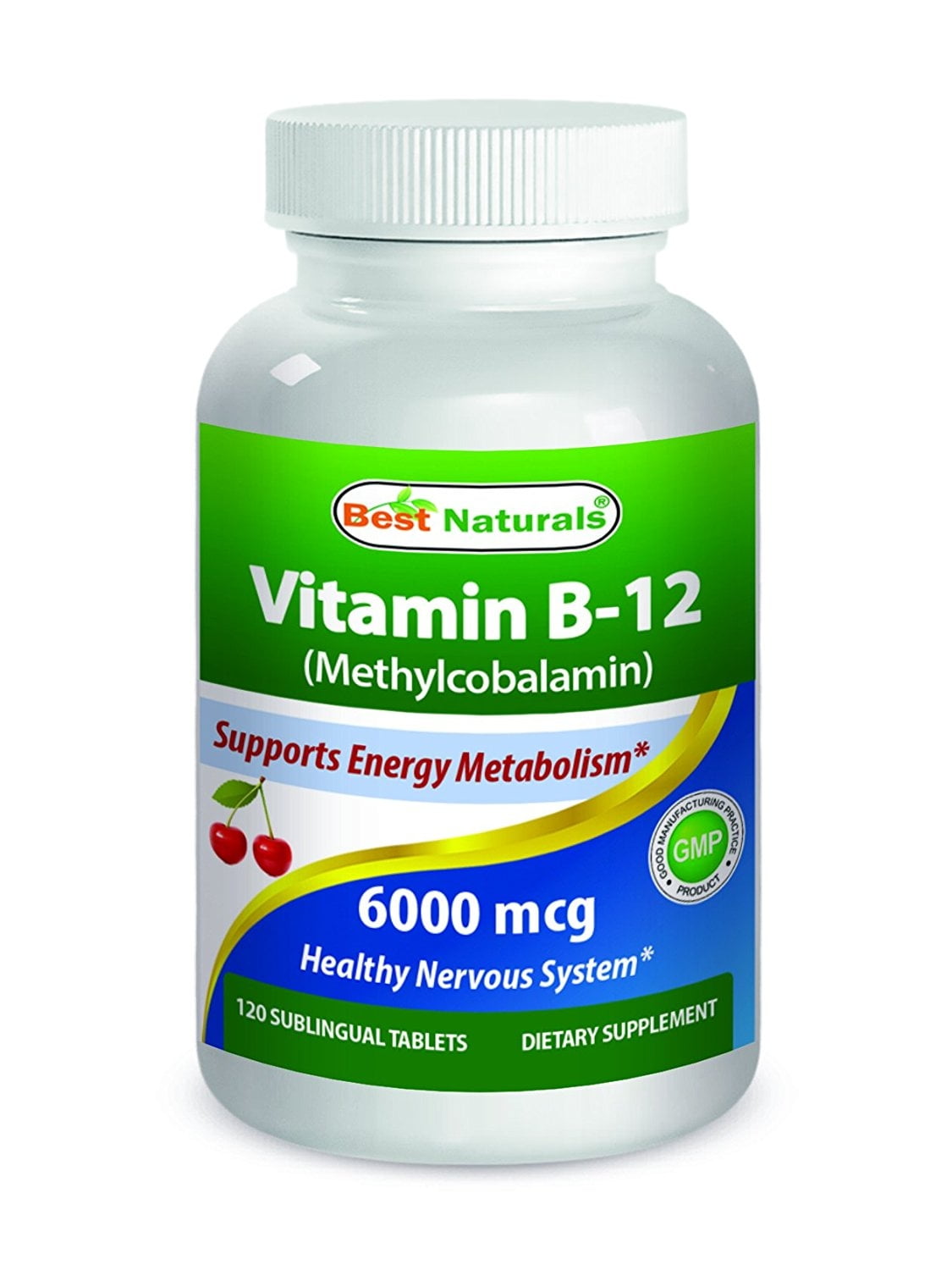 Best Naturals Vitamin B-12 as Methylcobalamin (Methyl B12), 6000 mcg ...