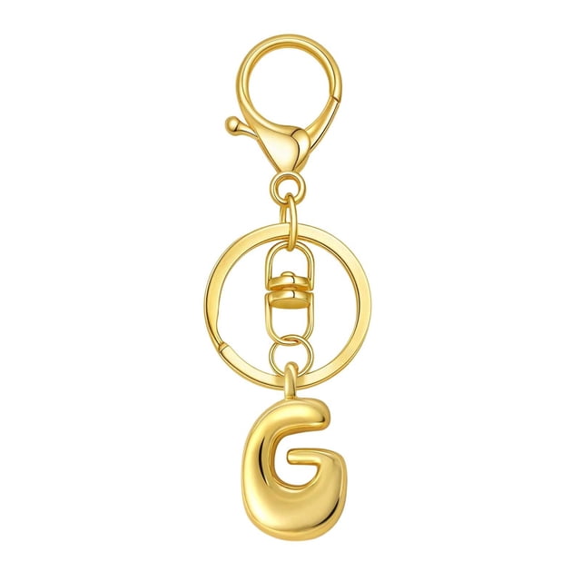 Hearth & Gear Custom Letter Keychain Key Ring For Initial Charm With Sturdy Metal Loop And Easy To Find Design For And Luggage