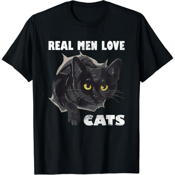Real Men Love Cat Cats Lover Fathers Day Idea T-Shirt Unisex S-5XL Hot Trending Shirt, Vintage Birthday Gift