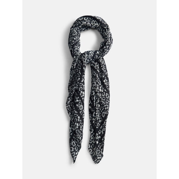 Scenario Women's Printed Square Scarf, Black Soot