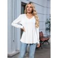 thumbnail image 2 of Women'S Puff Long Sleeve Shirts Pleated V Neck Fall Tunic Tops Blouse Dressy Casual Loose Summer T-Shirts White XL, 2 of 7